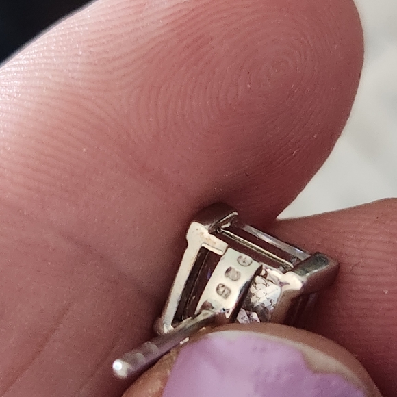 Sterling Silver Princess Cut Cubic Zirconia Stud Earrings Square Simulated Diamo - Picture 4 of 4